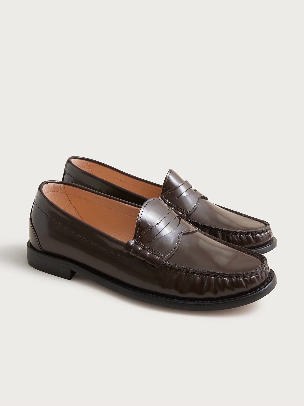 J.Crew Women’s 10 Winona Penny Loafers Italian Spazzolato Leather - Cocoa Berry